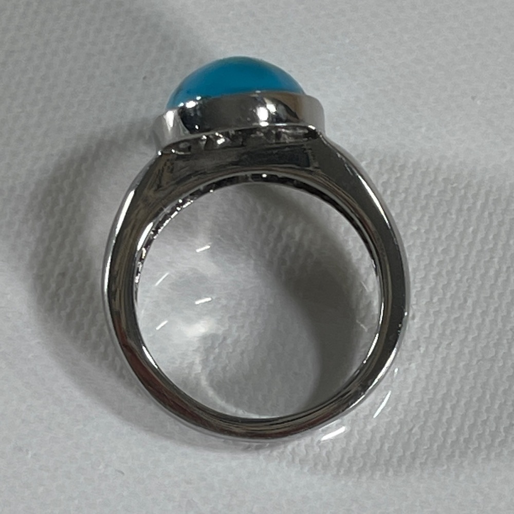 37. Silver Tone Natural Blue Faux Turquoise Ring - Picture 5 of 7